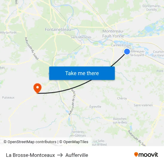 La Brosse-Montceaux to Aufferville map