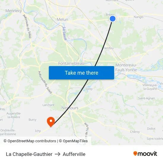 La Chapelle-Gauthier to Aufferville map
