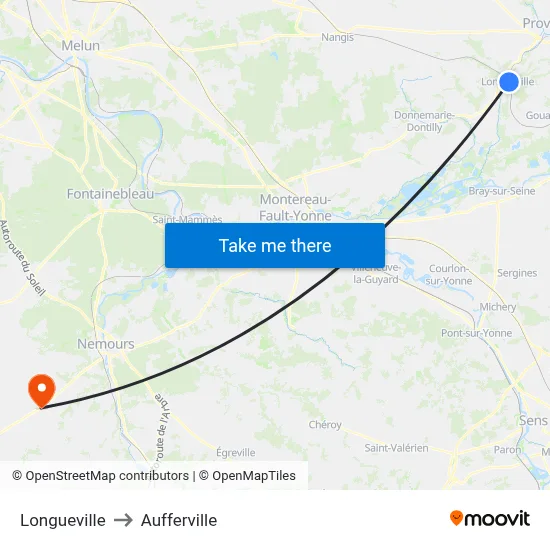 Longueville to Aufferville map