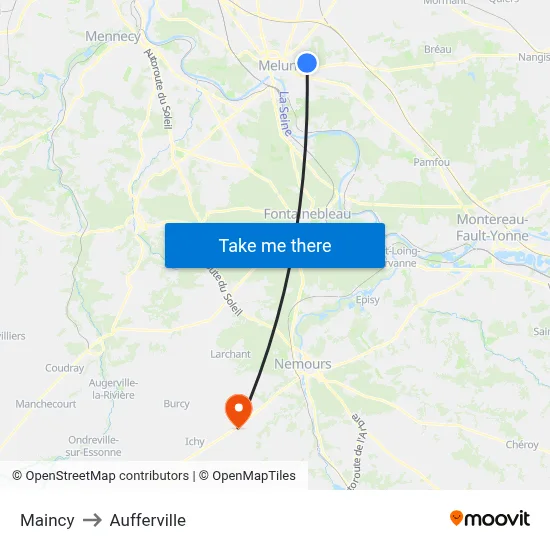 Maincy to Aufferville map