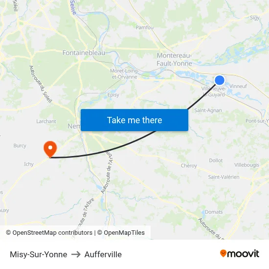 Misy-Sur-Yonne to Aufferville map