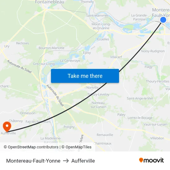 Montereau-Fault-Yonne to Aufferville map