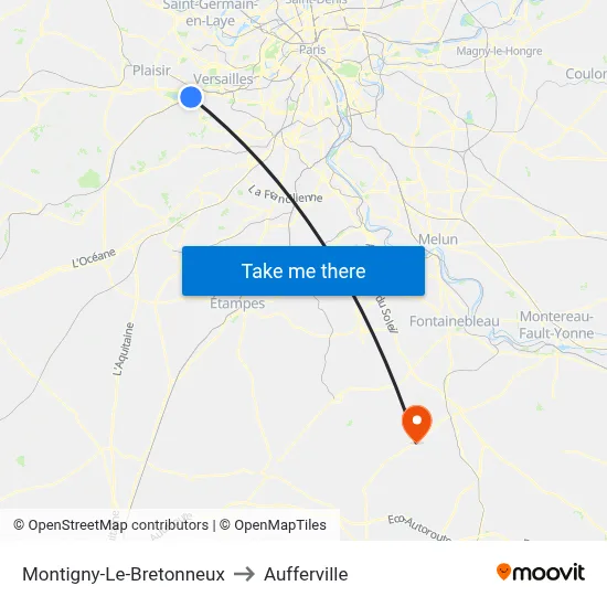 Montigny-Le-Bretonneux to Aufferville map