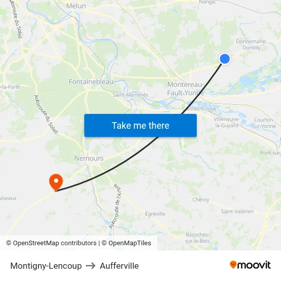 Montigny-Lencoup to Aufferville map