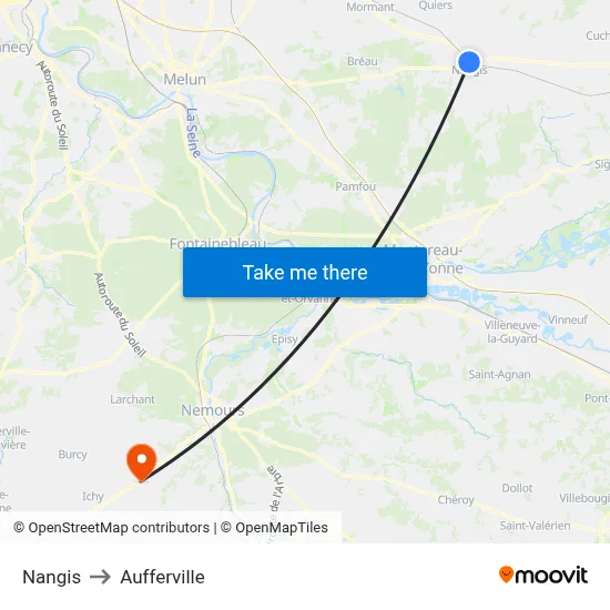 Nangis to Aufferville map