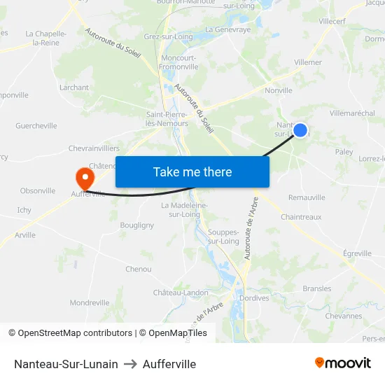 Nanteau-Sur-Lunain to Aufferville map