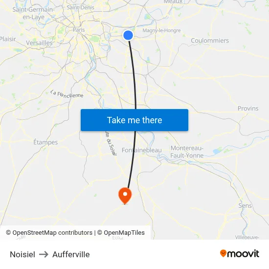 Noisiel to Aufferville map