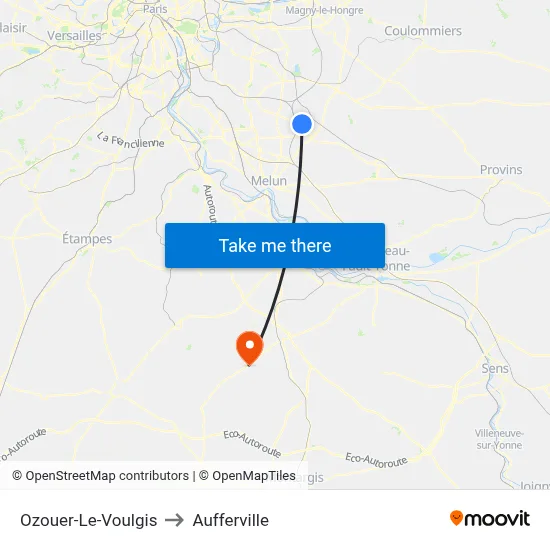 Ozouer-Le-Voulgis to Aufferville map