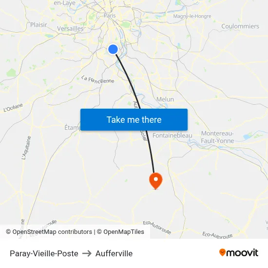 Paray-Vieille-Poste to Aufferville map