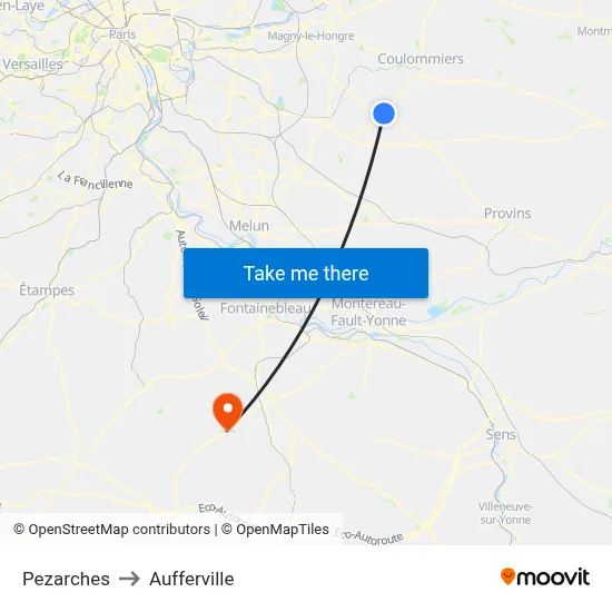 Pezarches to Aufferville map