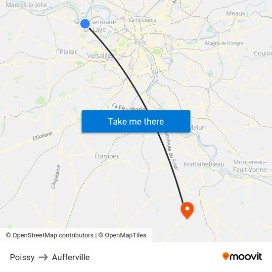 Poissy to Aufferville map