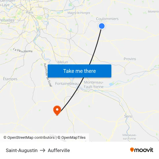Saint-Augustin to Aufferville map