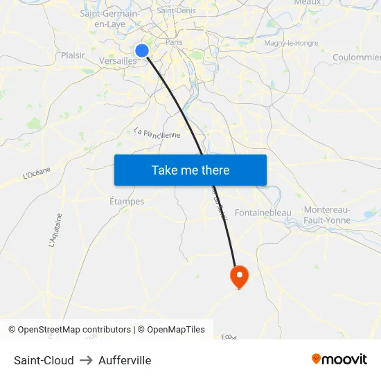Saint-Cloud to Aufferville map