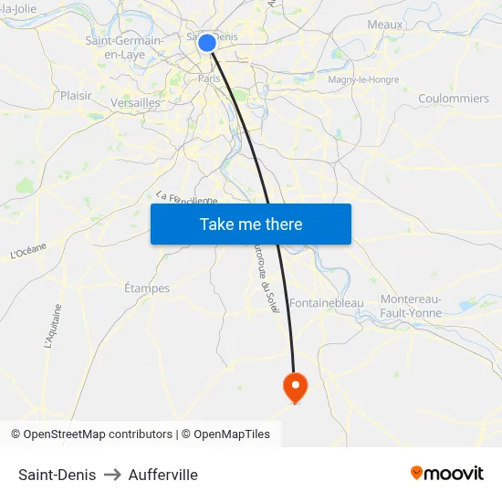 Saint-Denis to Aufferville map