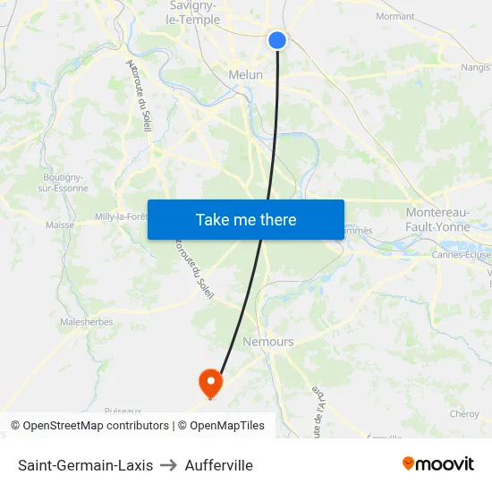 Saint-Germain-Laxis to Aufferville map