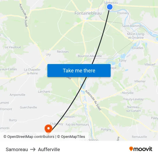Samoreau to Aufferville map