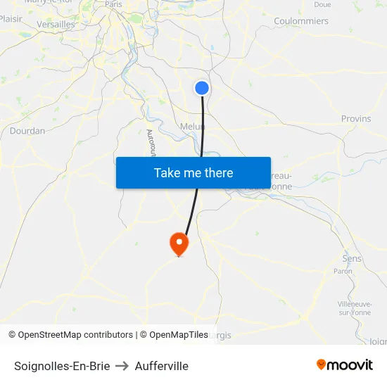 Soignolles-En-Brie to Aufferville map