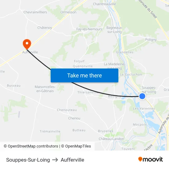 Souppes-Sur-Loing to Aufferville map