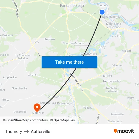 Thomery to Aufferville map