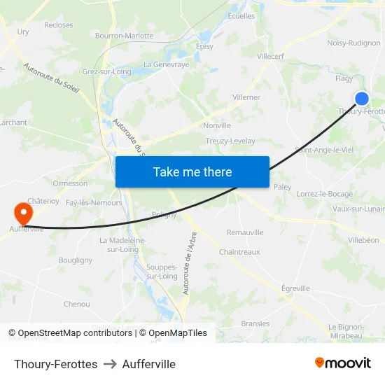 Thoury-Ferottes to Aufferville map
