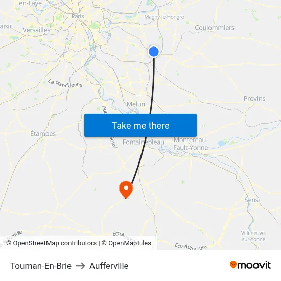Tournan-En-Brie to Aufferville map