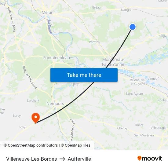 Villeneuve-Les-Bordes to Aufferville map