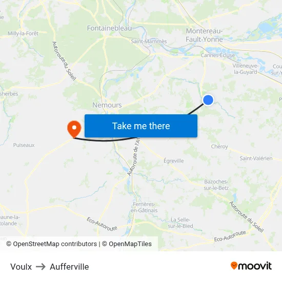 Voulx to Aufferville map