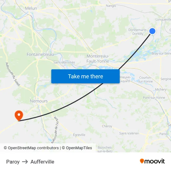 Paroy to Aufferville map