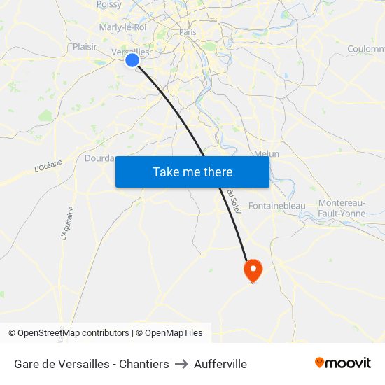 Gare de Versailles - Chantiers to Aufferville map