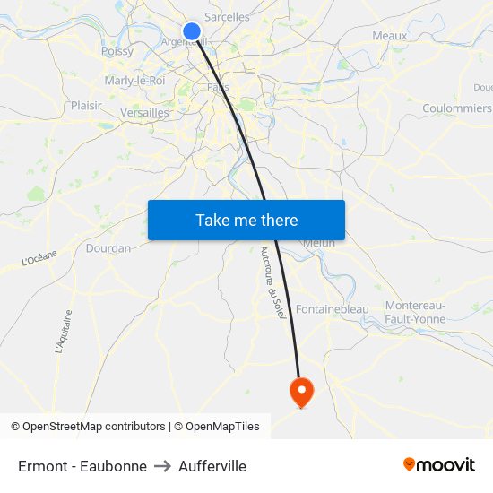 Ermont - Eaubonne to Aufferville map