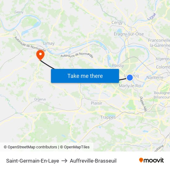 Saint-Germain-En-Laye to Auffreville-Brasseuil map