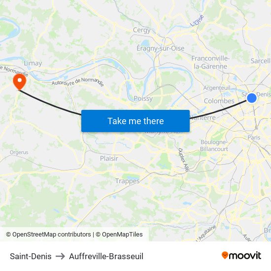 Saint-Denis to Auffreville-Brasseuil map