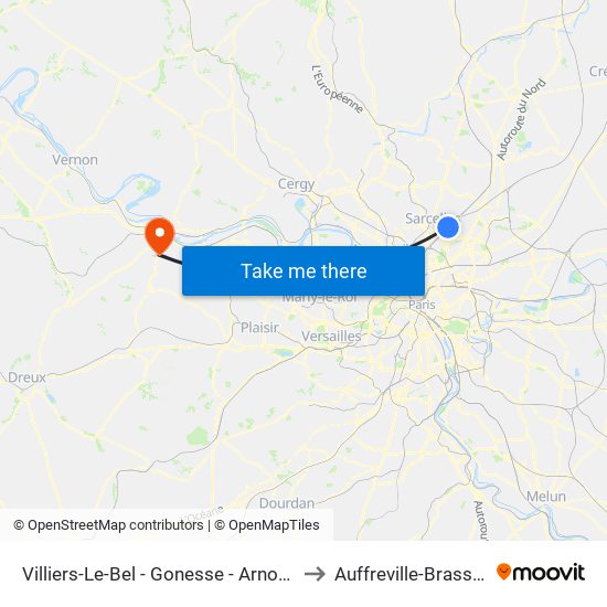 Villiers-Le-Bel - Gonesse - Arnouville to Auffreville-Brasseuil map