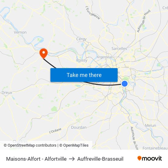 Maisons-Alfort - Alfortville to Auffreville-Brasseuil map