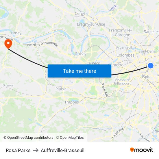 Rosa Parks to Auffreville-Brasseuil map