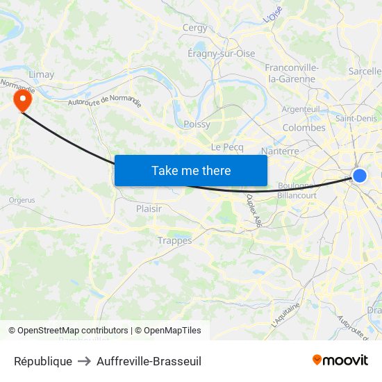 République to Auffreville-Brasseuil map