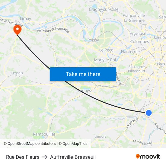 Rue Des Fleurs to Auffreville-Brasseuil map