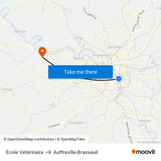 École Vétérinaire to Auffreville-Brasseuil map