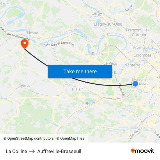 La Colline to Auffreville-Brasseuil map