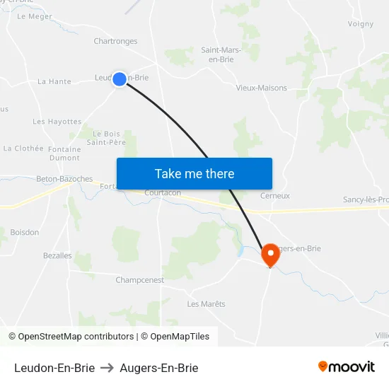 Leudon-En-Brie to Augers-En-Brie map