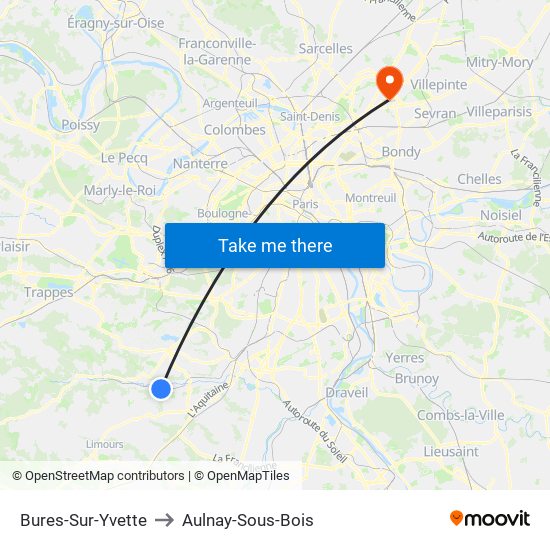 Bures-Sur-Yvette to Aulnay-Sous-Bois map