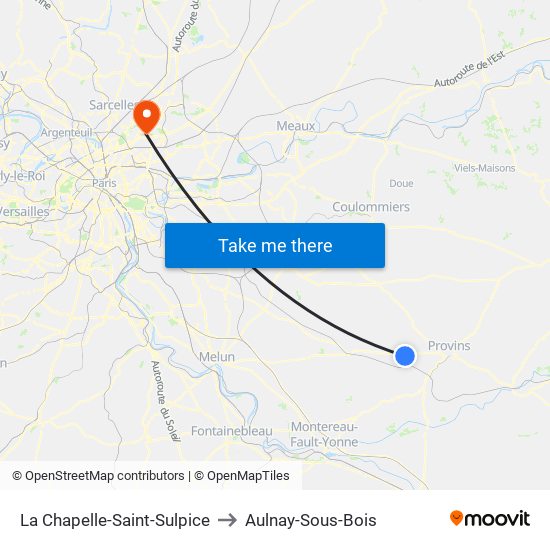 La Chapelle-Saint-Sulpice to Aulnay-Sous-Bois map