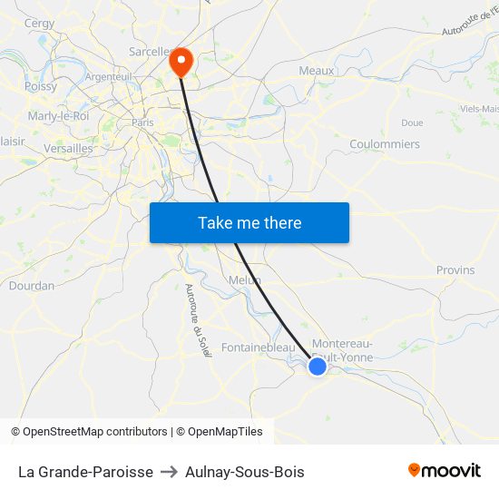 La Grande-Paroisse to Aulnay-Sous-Bois map