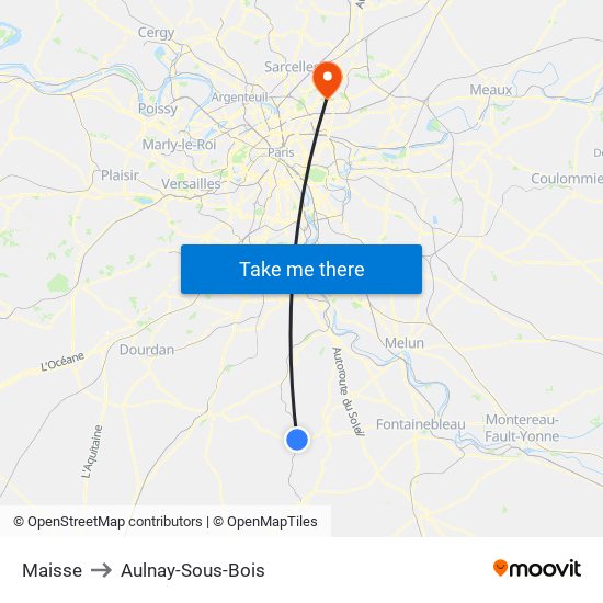 Maisse to Aulnay-Sous-Bois map