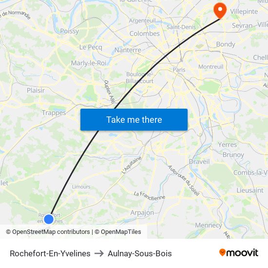 Rochefort-En-Yvelines to Aulnay-Sous-Bois map