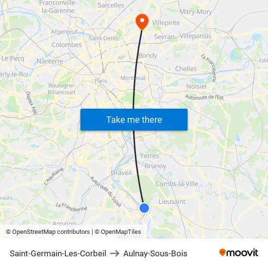 Saint-Germain-Les-Corbeil to Aulnay-Sous-Bois map