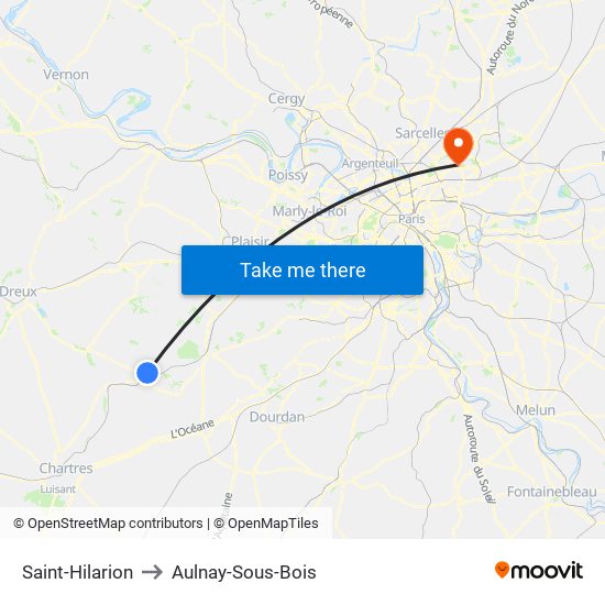 Saint-Hilarion to Aulnay-Sous-Bois map