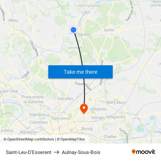 Saint-Leu-D'Esserent to Aulnay-Sous-Bois map