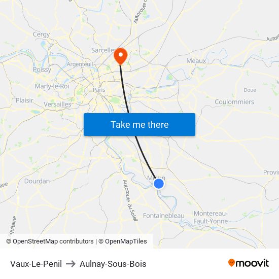 Vaux-Le-Penil to Aulnay-Sous-Bois map