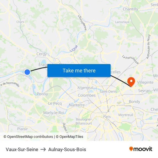 Vaux-Sur-Seine to Aulnay-Sous-Bois map